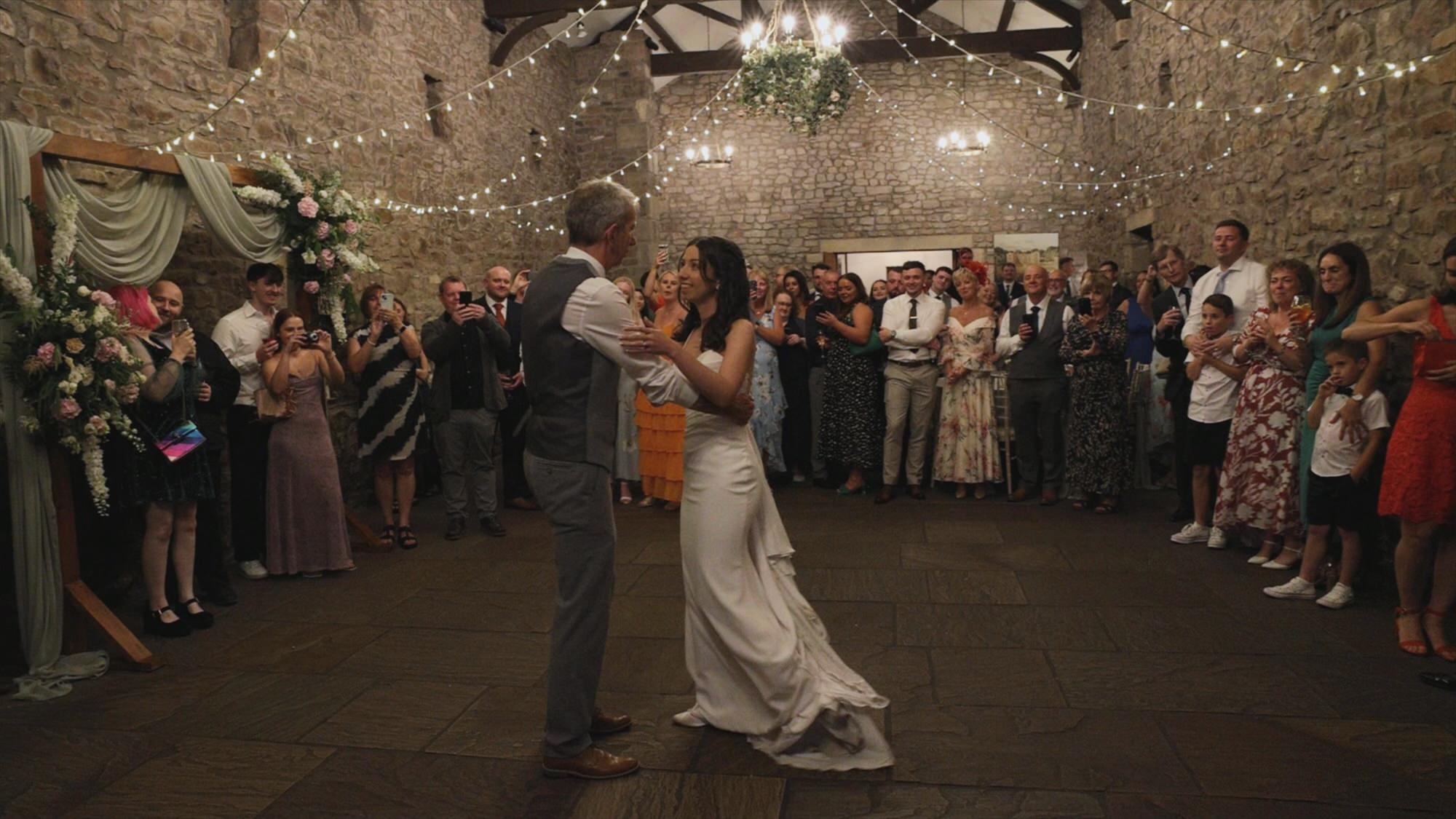 a father and daughter dance at Browsholme Hall Lancashire