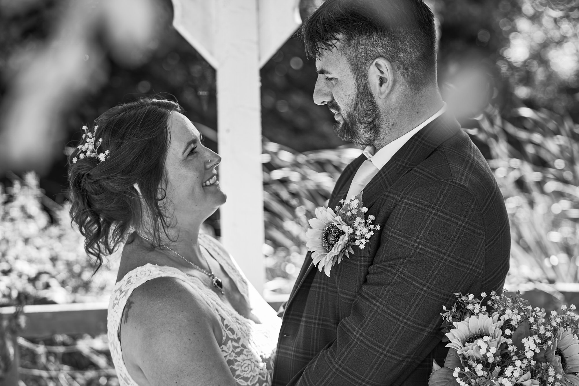 a natural couple photo of a bride and groom outside The Aviary Ormskirk