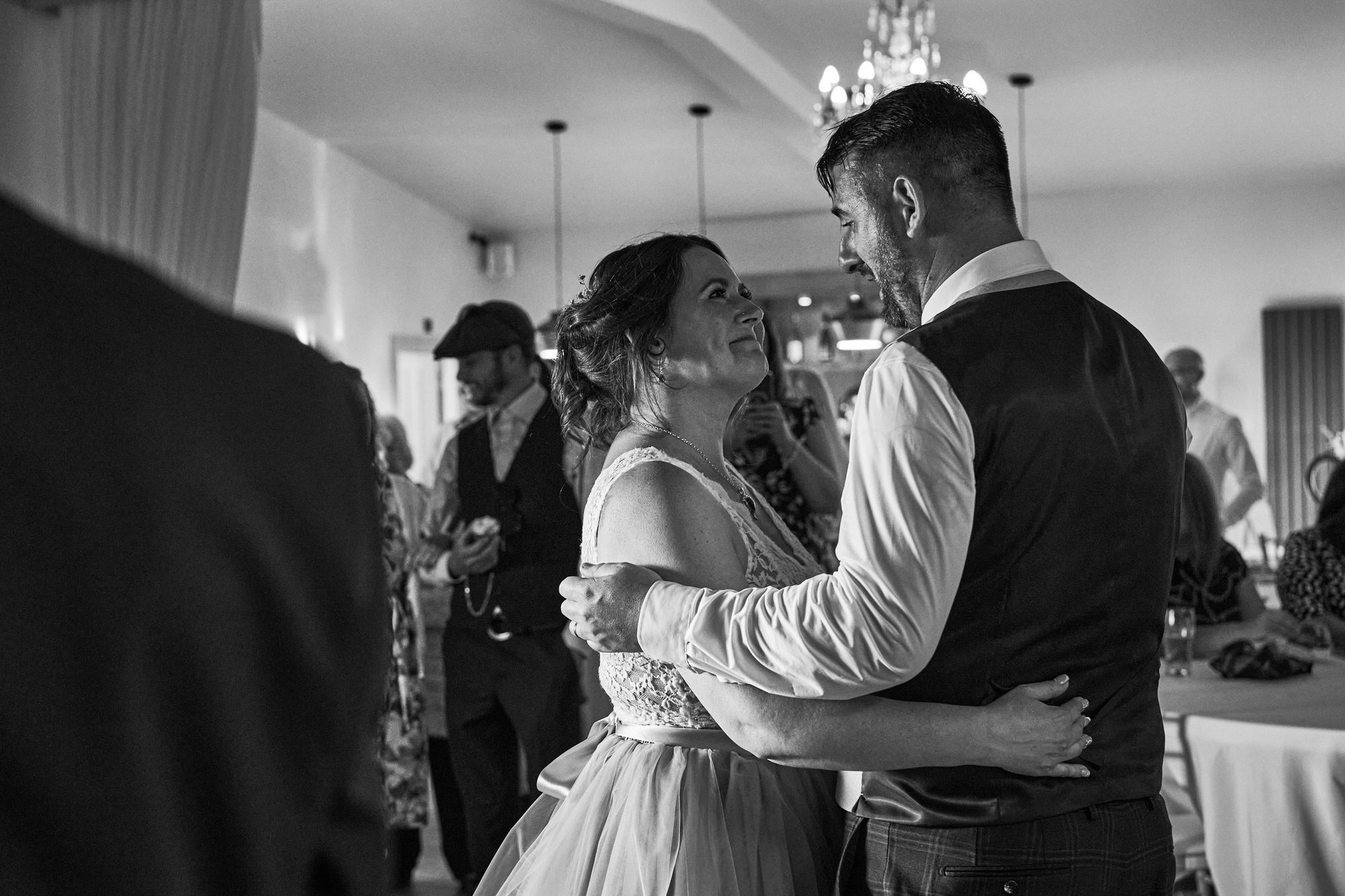 a natural moment of a couple during their first dance