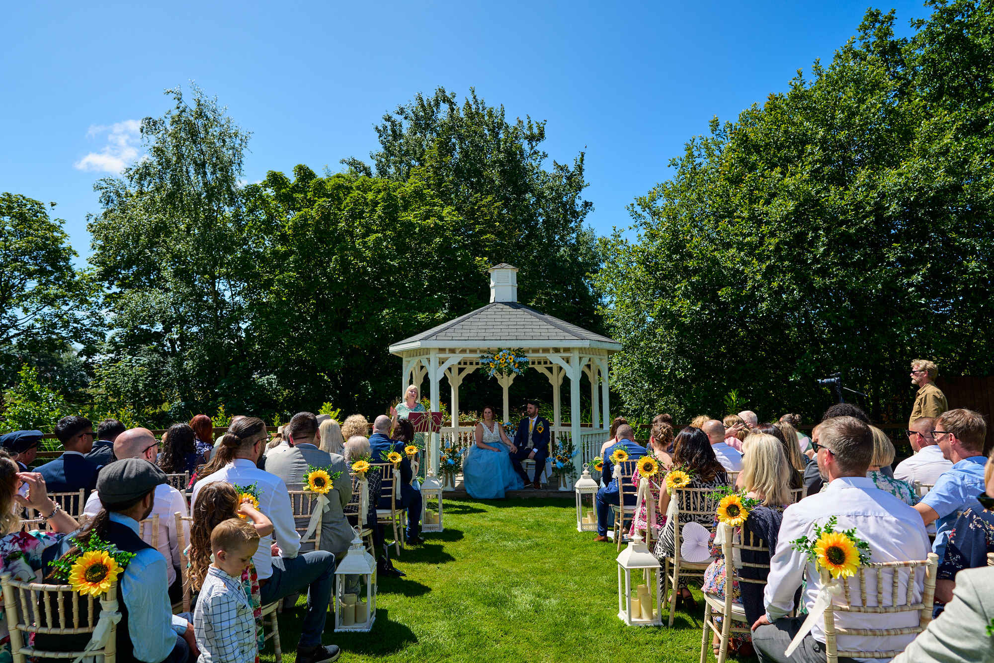 a wide shot of an outdoor ceremony at The Aviary Ormskirk