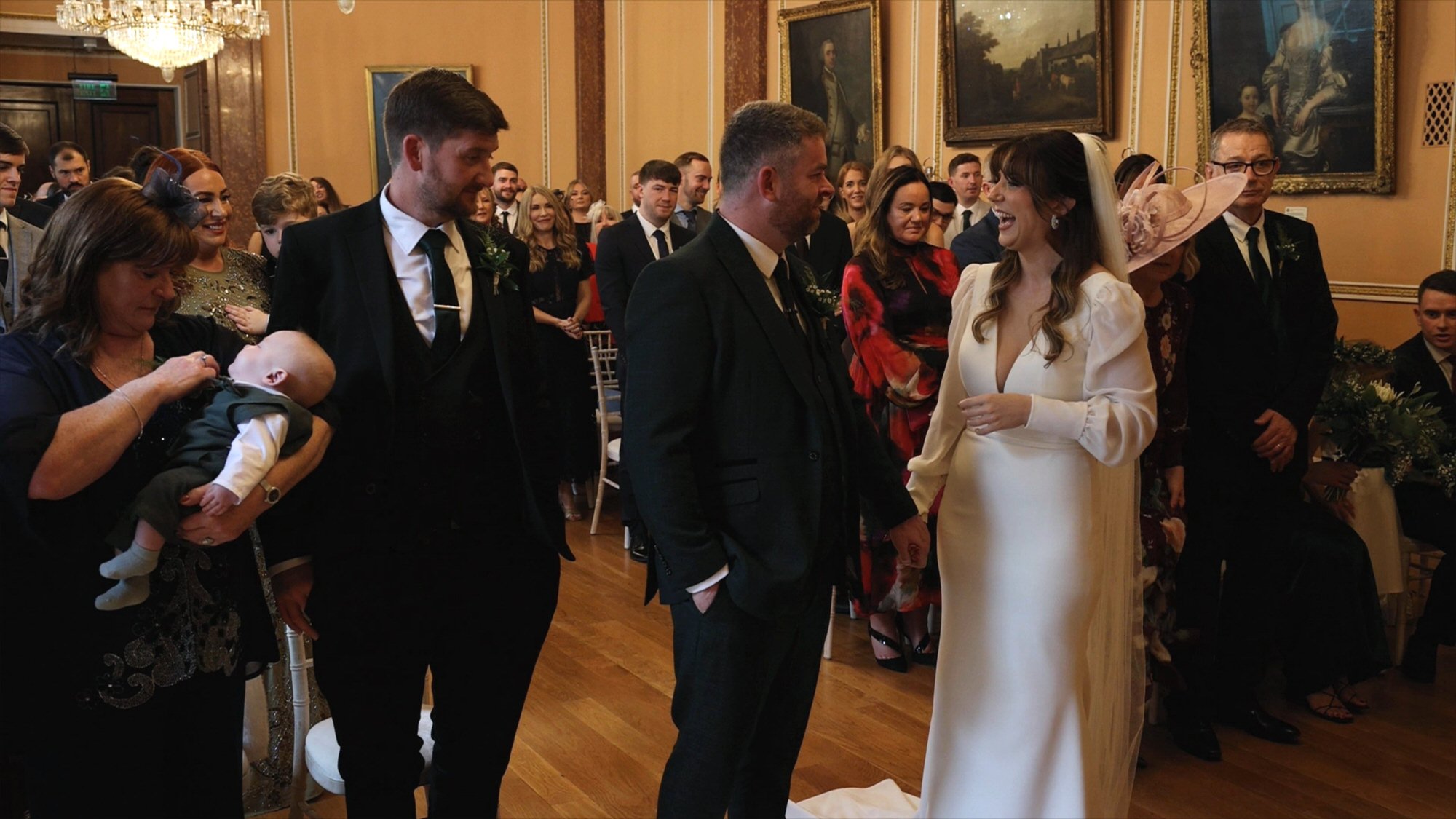 An emotional groom during Liverpool Town Hall ceremony