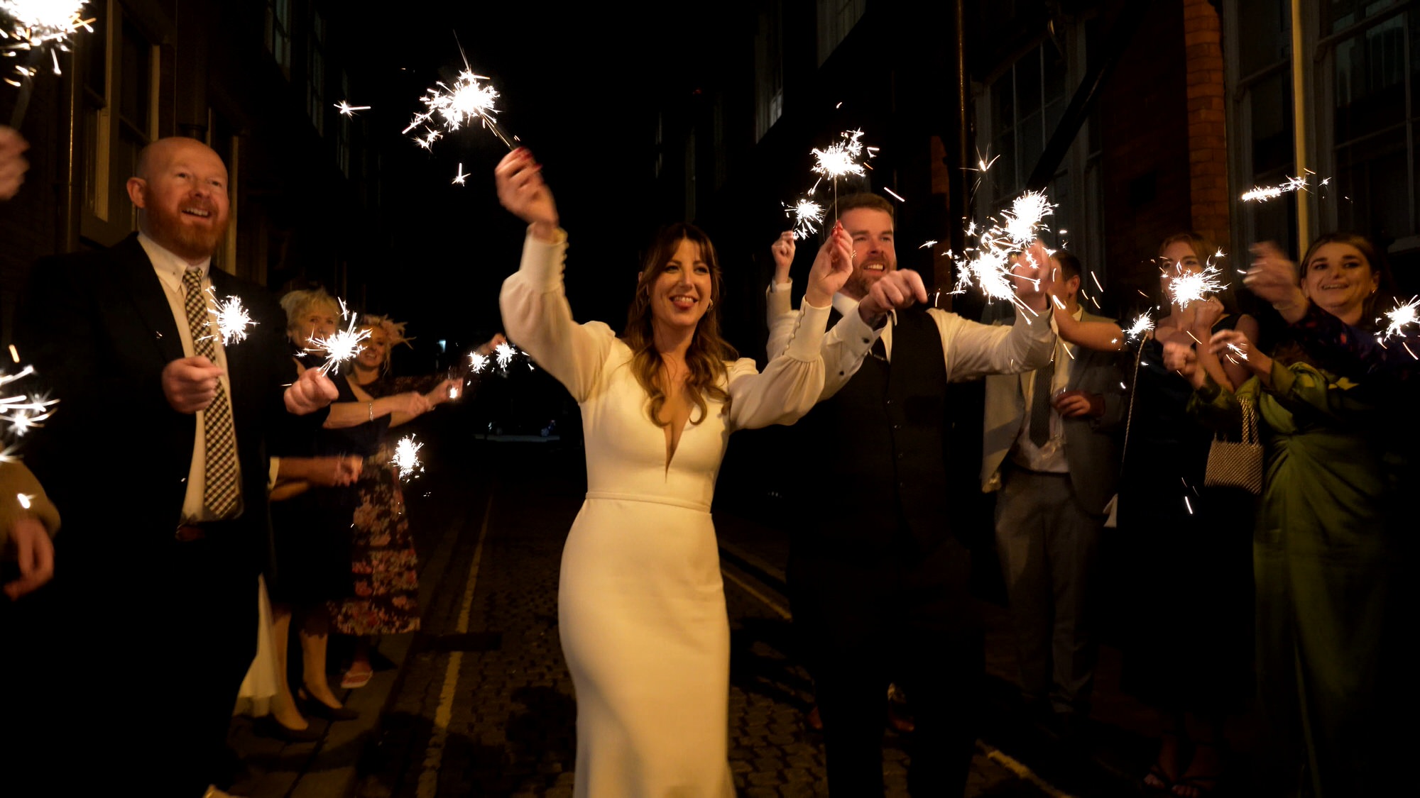 a fun winter sparkler video still outside One Fine Day Liverpool