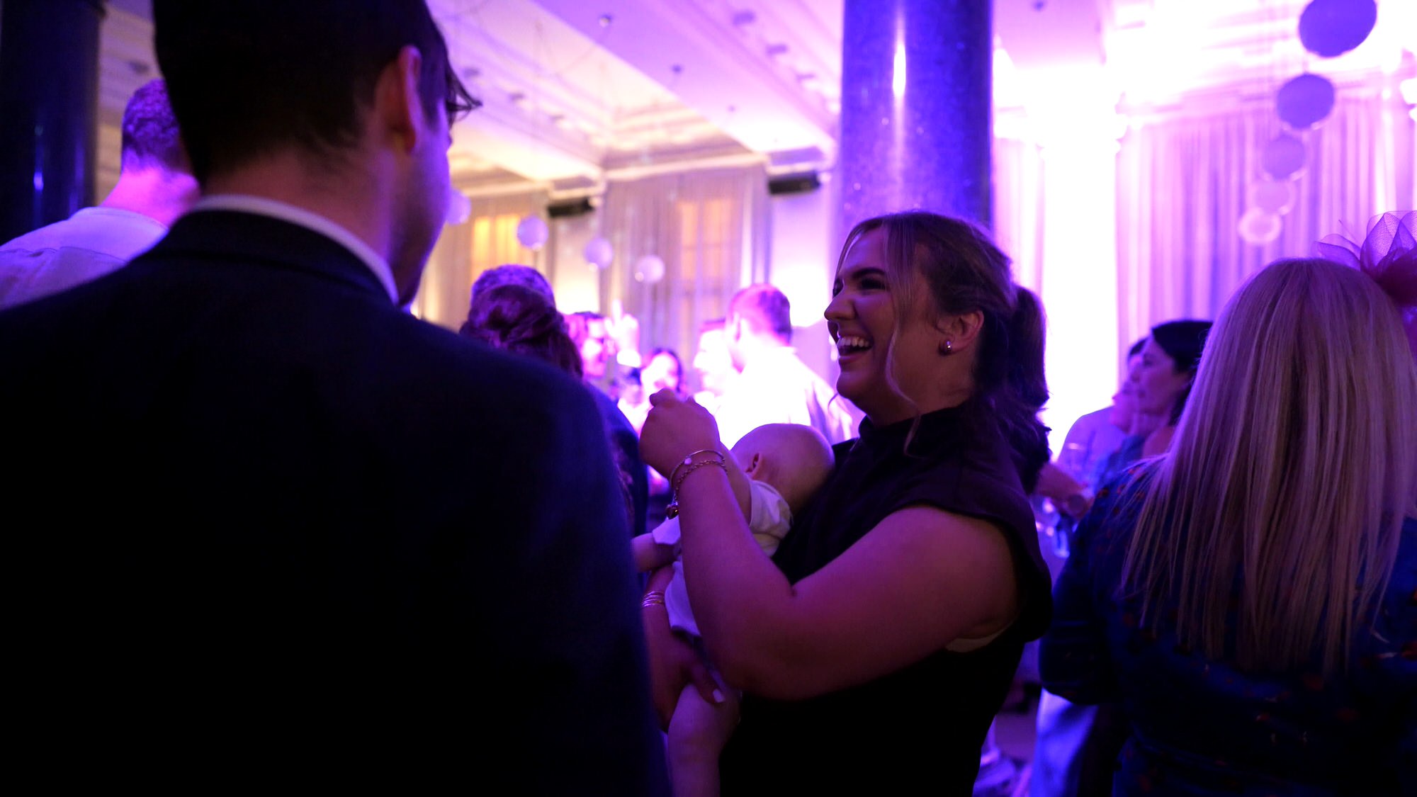 candid video stills of guests dancing during One Fine Day reception