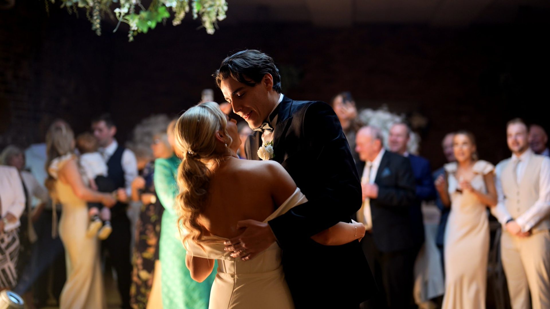 a romantic black tie first dance at Larkspur Lodge in Cheshire